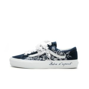 Vans藏蓝丝带玫瑰定制帆布鞋