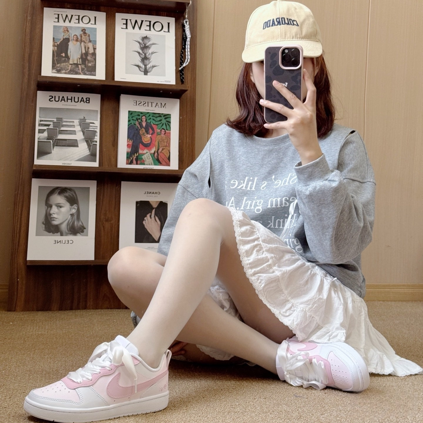 【定制球鞋】Nike Court Borough 甜心喵喵 涂鸦 白粉 BQ5448-100