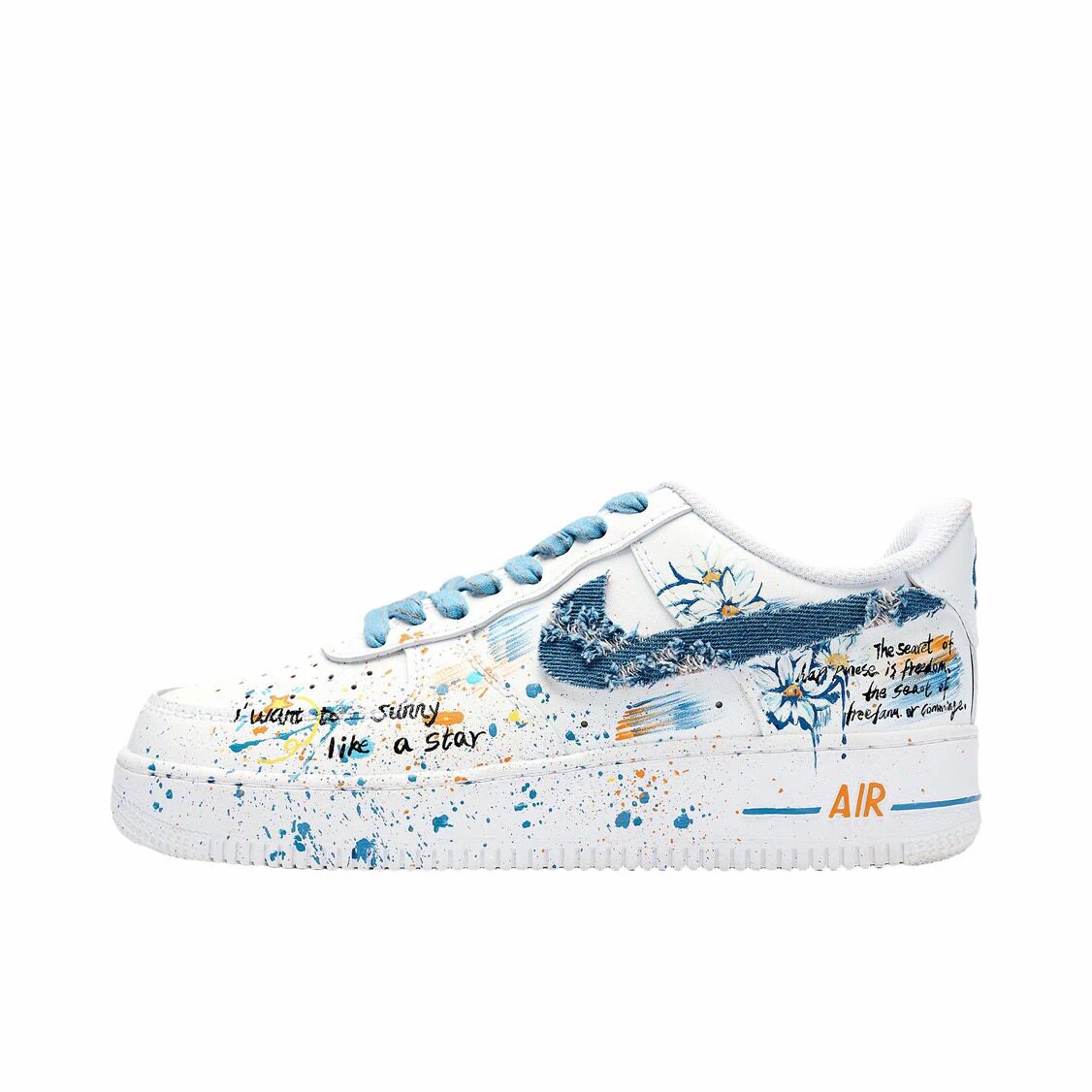 【定制球鞋】 Nike Court Vision 1 板鞋小雏菊/遂蓝色CW2288-111