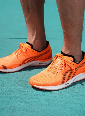 Do-win/多威 隐忍系列 回弹轻量 薄底 竞速 稳定支撑 跑鞋 橙色