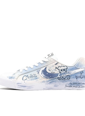 【定制球鞋】 Nike Court Royale 涂鸦小熊 渐变 蓝灰 BQ4222-103
