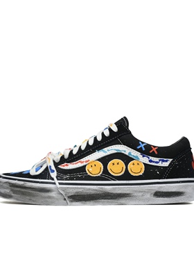 【定制球鞋】Vans Old Skool Black 缤纷笑脸 黑白 VN000D3HY28