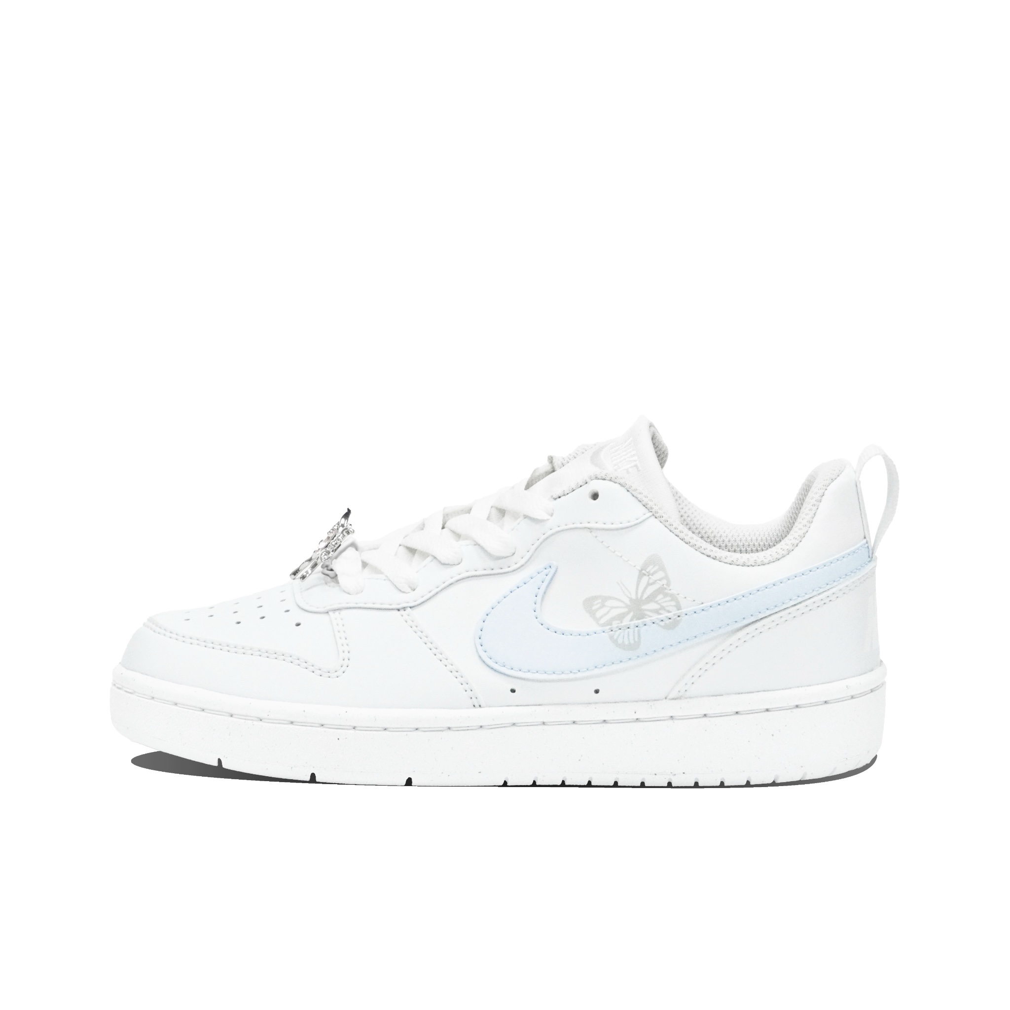 【定制球鞋】Nike Court Borough 蓝银 残破蝴蝶 液态 BQ5448-100