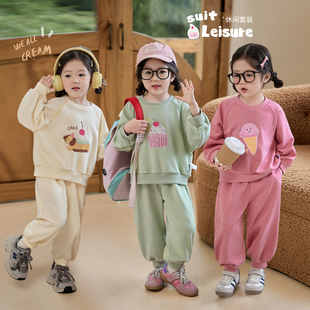 陳大豬小O寶Okids 春秋新嬰兒童開學(xué)穿搭 女秋季 寶寶衛(wèi)衣運(yùn)動(dòng)套裝