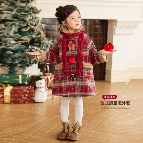 小O宝Okids童装女宝宝圣诞外套