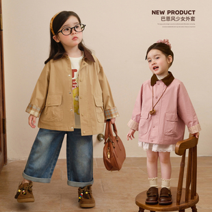 女童百搭轻薄外套空调衫 新款 宝宝撞色风衣女2026春季 小O宝童装
