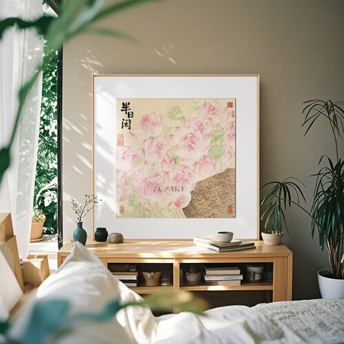 闲趣中式茶室吃茶图禅意猫咪挂画