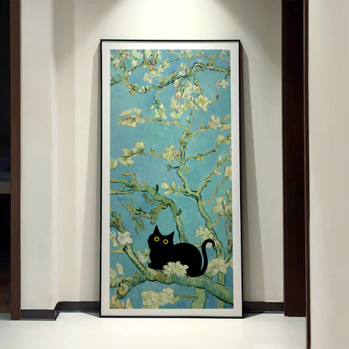卓雅艺术玄关小黑猫闯入名画