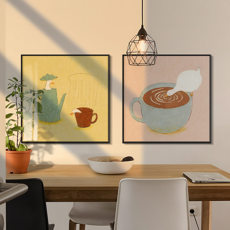 ZOYART美味鸭餐厅装饰画现代简约小众艺术水果卡通厨房背景墙壁画图片