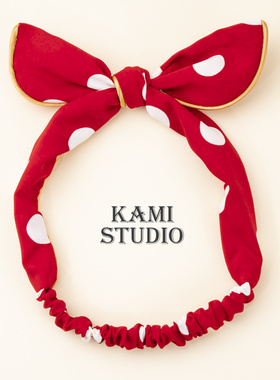 大红色新年婴幼儿过年发带女宝宝可爱波点蝴蝶结头饰儿童公主发饰