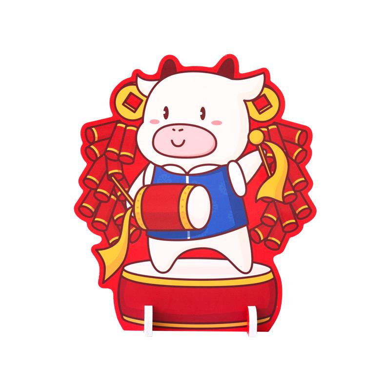 新年装饰场景布置2021牛年柜台摆件商场酒店室内过年年货橱窗店铺