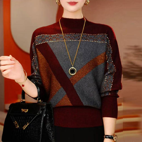 洋气百搭妈妈装长袖针织衫上衣女