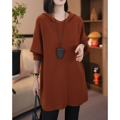 慵懒风休闲显瘦连帽针织衫打底衫