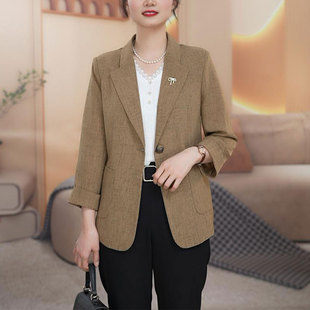 时尚妈妈七分袖西装外套女2025秋季新款宽松显瘦气质洋气百搭西服