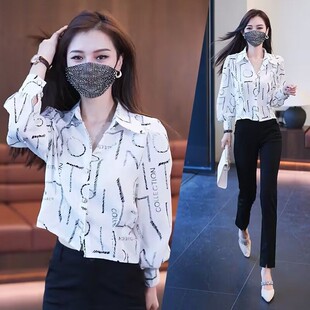 女士2023秋季 法式 气质长袖 衬衫 宽松显瘦休闲洋气减龄百搭衬衣 新款