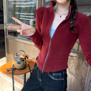 秋冬季韩系小个子立领修身短款外套女2026年时尚洋气百搭开衫上衣