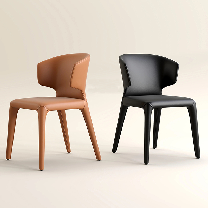 意式现代简约皮艺靠背餐椅子家用高级轻奢网红设计师阳台休闲餐椅