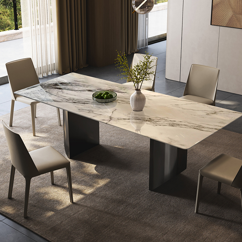 轻奢香雪梅奢石长方形餐桌