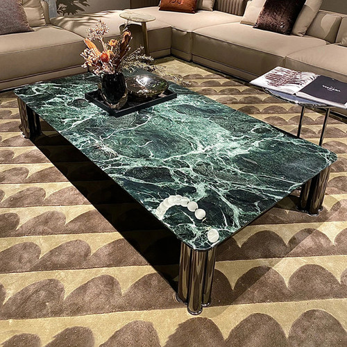 简约现代天然大理石大花绿茶几