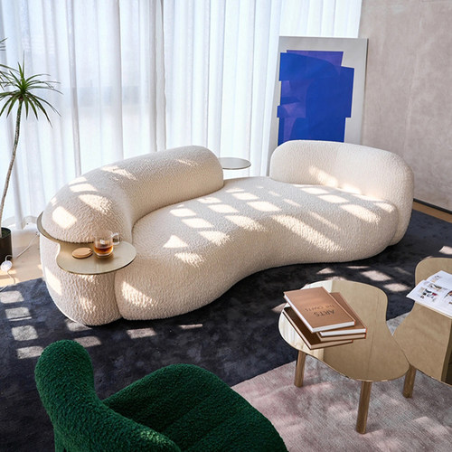 布艺奶油风小户型异形沙发