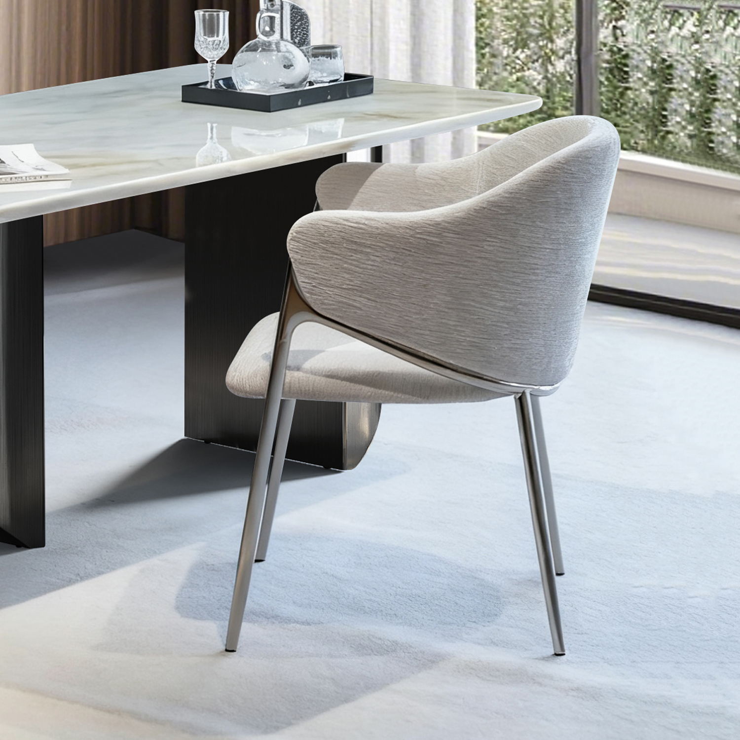 意式轻奢餐椅奶油风北欧设计师款