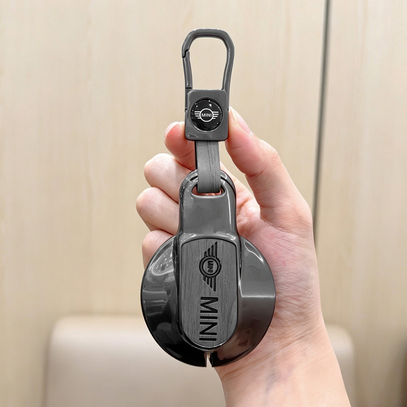 适用于宝马mini钥匙套木纹金属壳