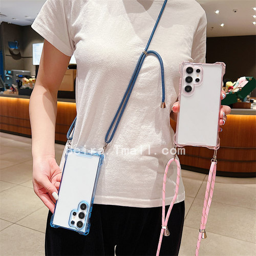 四角开孔斜跨挂绳硬壳手机保护套