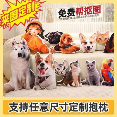diy定制抱枕异形定做宠物枕头可爱猫咪来图可印照片玩偶狗狗靠枕