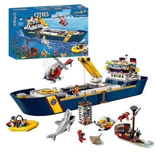 2025新款探险巨轮极地破冰船客运飞机火车列车拼装积木玩具60266