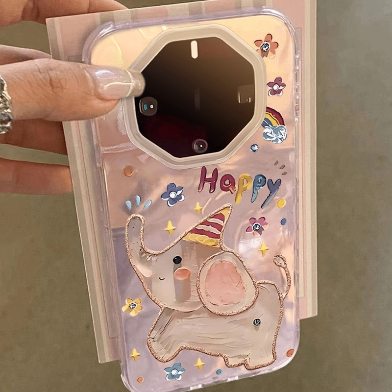 适用华为mate60RS非凡大师手机壳新款网红女款可爱油画粉色大象卡通70rs保时捷保护套全包超薄防摔50高级感潮