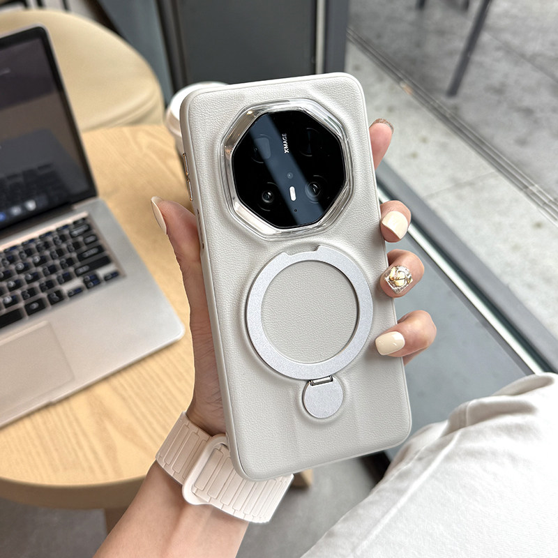 适用于华为mate70rs非凡大师手机壳高级感新款简约磁吸折叠金属支架防摔全包高档真皮硅胶时尚女款纯色个性潮