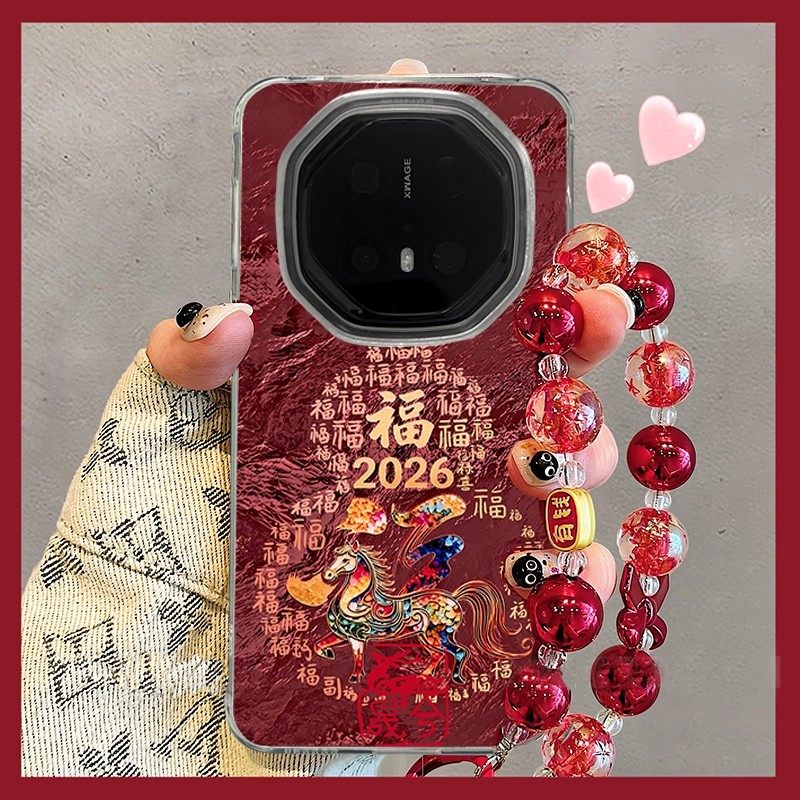 适用于华为mate70rs非凡大师手机壳新款创意油画马年红色2026新年款80promax保时捷外壳全包防摔硅胶保护套