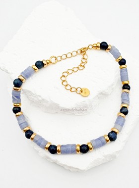 天然青金石紫玛瑙串珠手链多巴胺