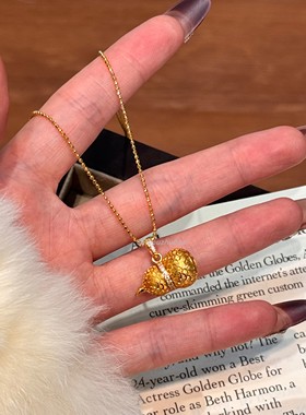 新中式复古国潮设计感S925纯银凤鳞戗刻葫芦吊坠闪珠项链轻奢时尚