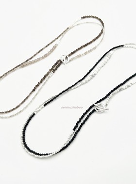 玛瑙天然石长款纯银项链