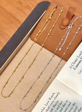 欧美极简风纯银S925弯刀珠项链轻奢高级感小众设计百搭叠戴时尚