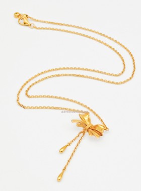 925纯银法式复古轻奢浪漫气质仙女流苏蝴蝶结项链高级感甜美风