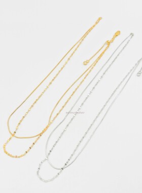 欧美跨境INS风简约百搭气质时尚叠戴饰品925纯银蛇骨嘴唇双层项链