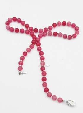 925纯银甜美少女风少女心可爱粉色马来玉间珠串珠粉色项链锁骨链