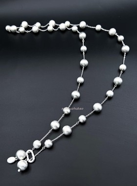 拉丝银球串珠项链小众长款毛衣链