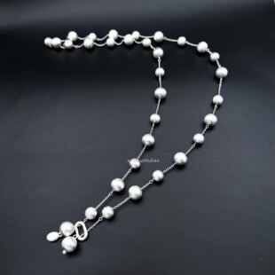 拉丝银球串珠项链小众设计高级感长款毛衣链气质叠戴锁骨链颈链
