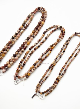 欧美天然澳洲斑马石项链美拉德秋冬时髦毛衣链简约个性叠戴长项链