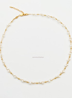 法式天然珍珠编织缠绕满天星项链轻奢优雅设计高级感情人节礼物