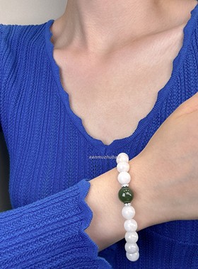 925纯银天然和田玉碧玉手串手饰