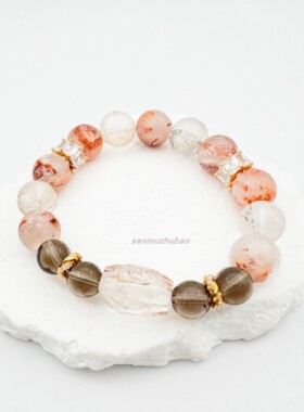 橙雪花幽灵小树花胶黑超晶手串