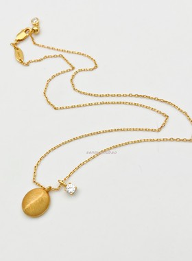 意大利工艺拉丝豆豆吊坠中古项链