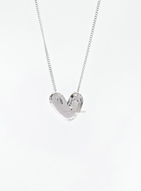 韩国韩版925纯银金色纹理立体爱心项链ins博主同款项链简约颈链