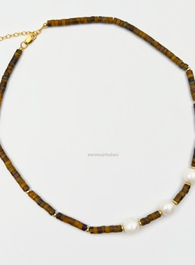 秋季天然宝石珍珠拼接项链高级小众时尚ins冷性风百搭叠戴锁骨链