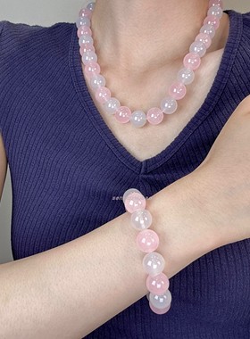朱珠同款马来玉糖果色粉色手串