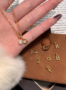 欧美风极简925纯银DIY26个字母泡泡钻项链小众轻奢百搭项链气质